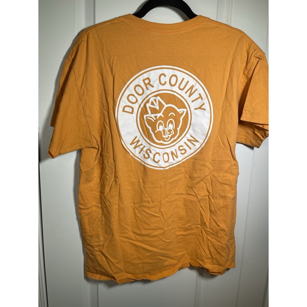 Piggly Wiggly Door County WI T Shirt Large Orange 2 Sided Graphics Supermarket